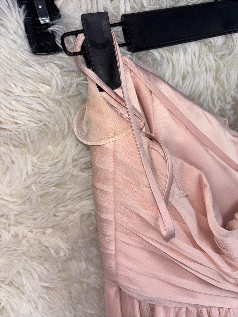 Amsale Soft Pink Ruffle Chiffon Strapless Dress size 6 - Picture 8 of 16